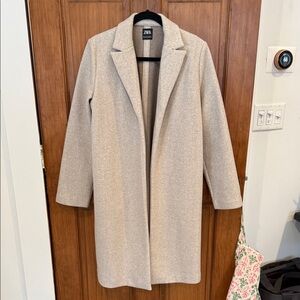 Zara Women's Cream Coat, size medium